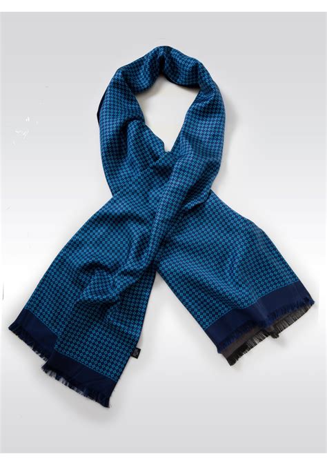 Check Silk Scarf in Bright navy 